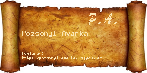 Pozsonyi Avarka névjegykártya